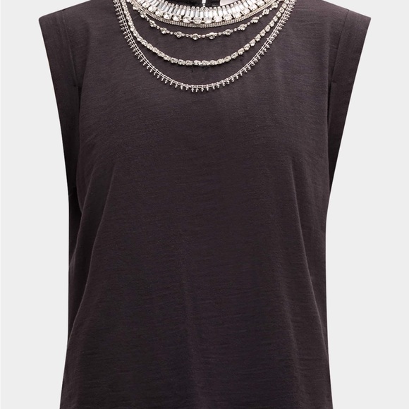 Cinq a Sept Bella Layered necklace cotton tee - Picture 1 of 6